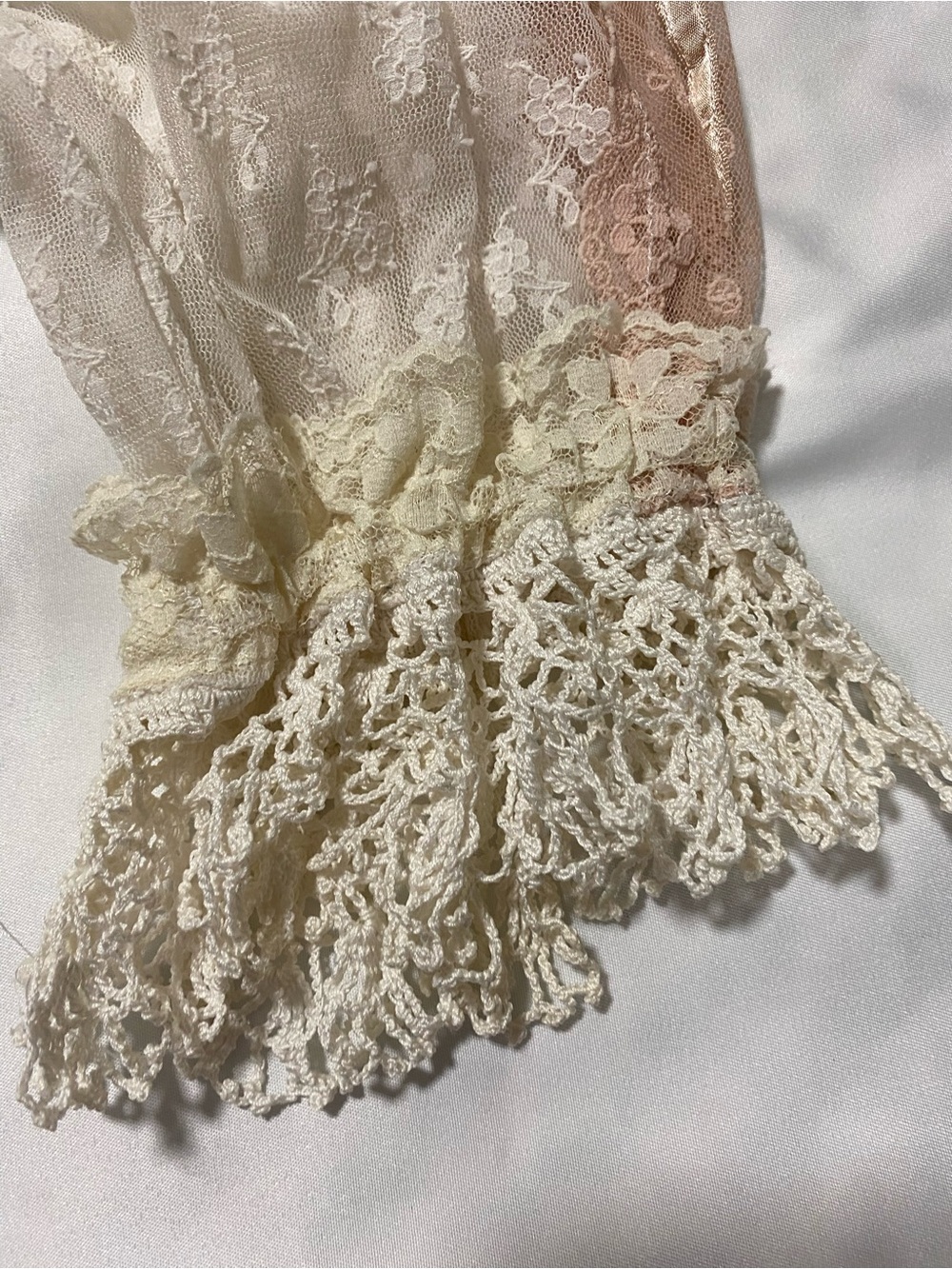 Lace Ruffle Victorian-Inspired Blouse in Ivory and Blush - Picture 4 of 10